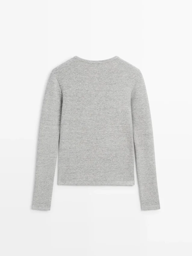 T-Shirt a maniche lunghe con dettagli screziati T-Shirt a maniche lunghe con dettagli screziati