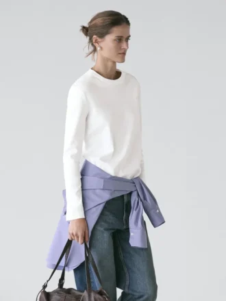 T-Shirt a maniche lunghe in interlock 100% cotone