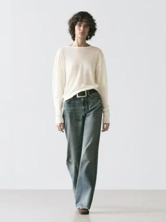 T-Shirt leggera in misto lana e lino