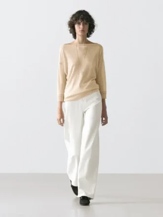 T-Shirt leggero in misto lana e lino