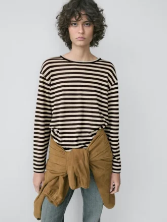 T-Shirt oversize a maniche lunghe a righe