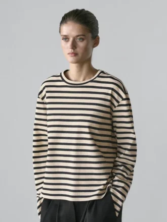T-Shirt oversize a righe in misto cotone