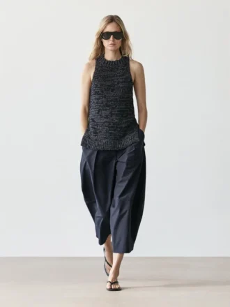 Pantaloni a gamba larga in misto cotone