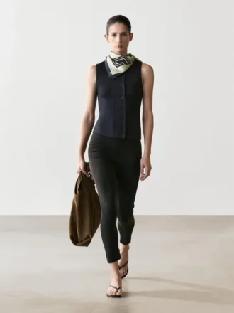 Top in misto cotone con abbottonatura