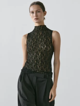 Top in pizzo trasparente